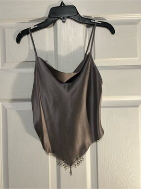 Vintage Victoria's Secret Silk Cowl Neck Beaded Top